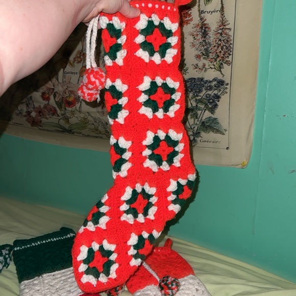 stunning vintage crocheted christmas stocking bundle - Picture 2 of 7